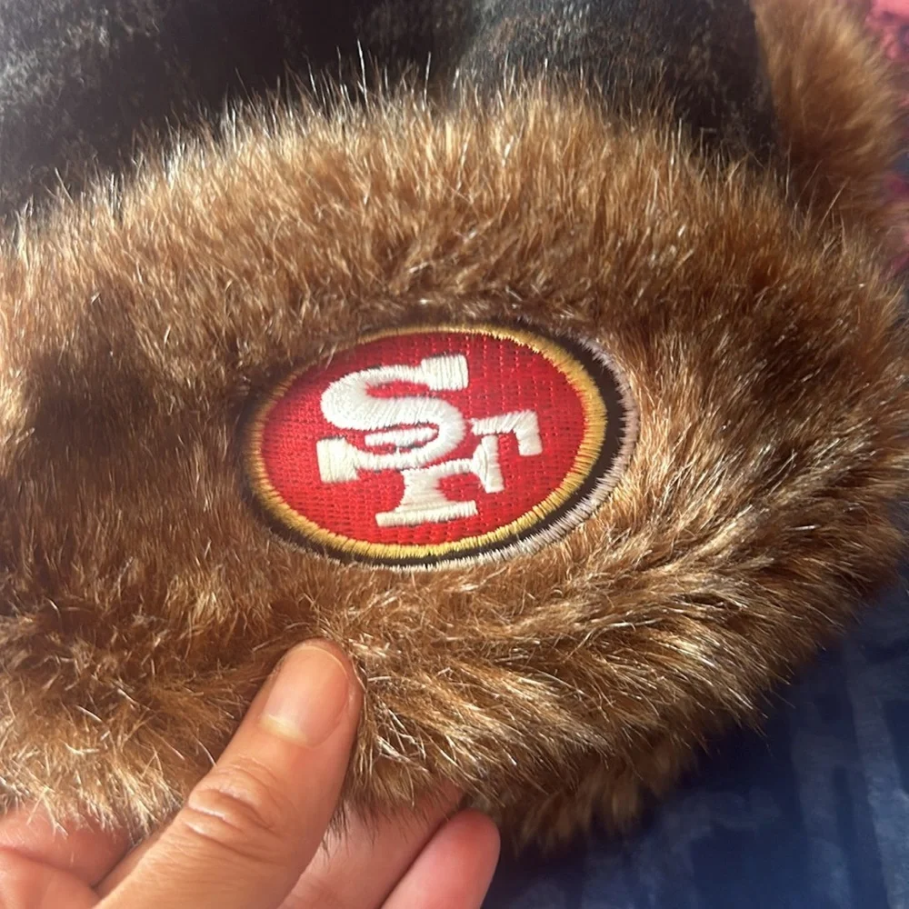 San Francisco 49ers Faux Fur Trapper Hat - Brown Plaid